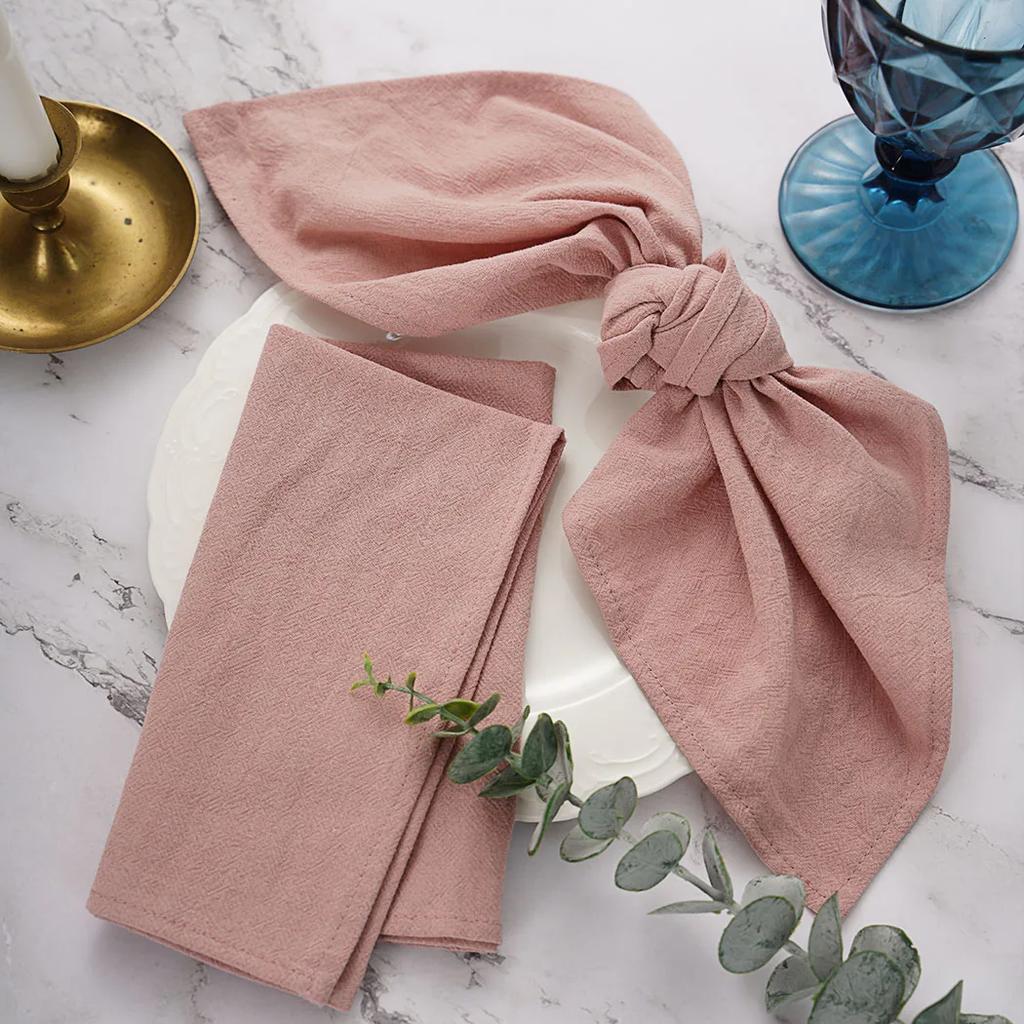 12 Pack 40x40cm Washed Cotton Napkins Soft Plain Table Linens Wedding Christmas Decor Reusable Placemats Party Dining