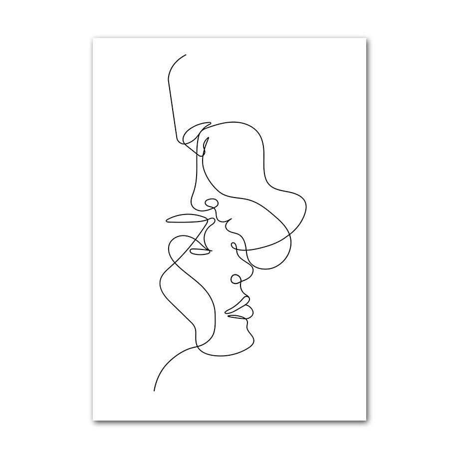 Abstract Minimalist Matisse Picasso Line Couple Wall Art Canvas Painting Posters And Prints Wall Pictures For Living Room Decor