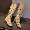2025 new summer design hollow high boots bohemian style long boots breathable inner height increase cool boots