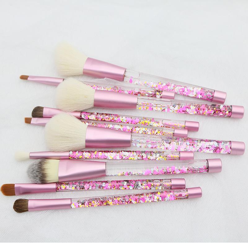 

Кисть для тонального крема, кисть для рассыпчатой ​​пудры, кисть для теней, 10 кистей для макияжа с струящимися кристаллами, скошенная кисть для теней для носа, круглая кисть для глазниц.