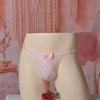 Men'S Sweet Bow Full Lace Underwear Sexy Sheer Sissy Pouch Panties Crossdressers Underwear  Adjust Waist Low Waist T-Back Thong