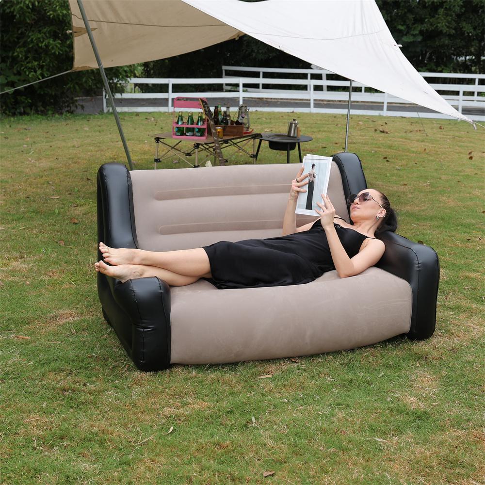 Folding Lazy Sofa,Inflatable Lounge Chair Thickened Durable Folds,Compactly Gaming Lounger Air Bench for Leisure Bed Sleeping