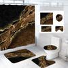 Bathroom Shower Curtain Floor Mat Four-Piece Set, Marble Style, Partition Curtain Floor Mat Three-Piece Set