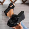 Women’s Large Size Open Toe High Heel Roman Sandals, Platform Wedge Summer Slip-On Shoes