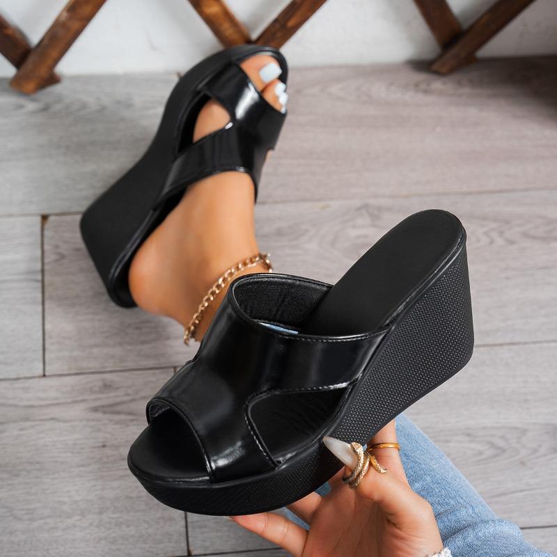 

Женские босоножки на высоком каблуке с открытым носком большого размера, римские сандалии на платформе-клине, летняя обувь-слипоны 35