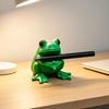 3D-printet sød frø penneholder, lys grøn penneholder med pennegribende struktur, skridsikker skrivebordsorganisator til penne & makeupbørster, kreativ