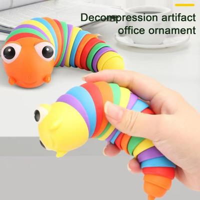 Yousheng Stress Relief Slug Fidget Toy Articulated Stretch Caterpillar Sensory Toy Portable Travel Bendable Colorful Worm Toy Party Favors
