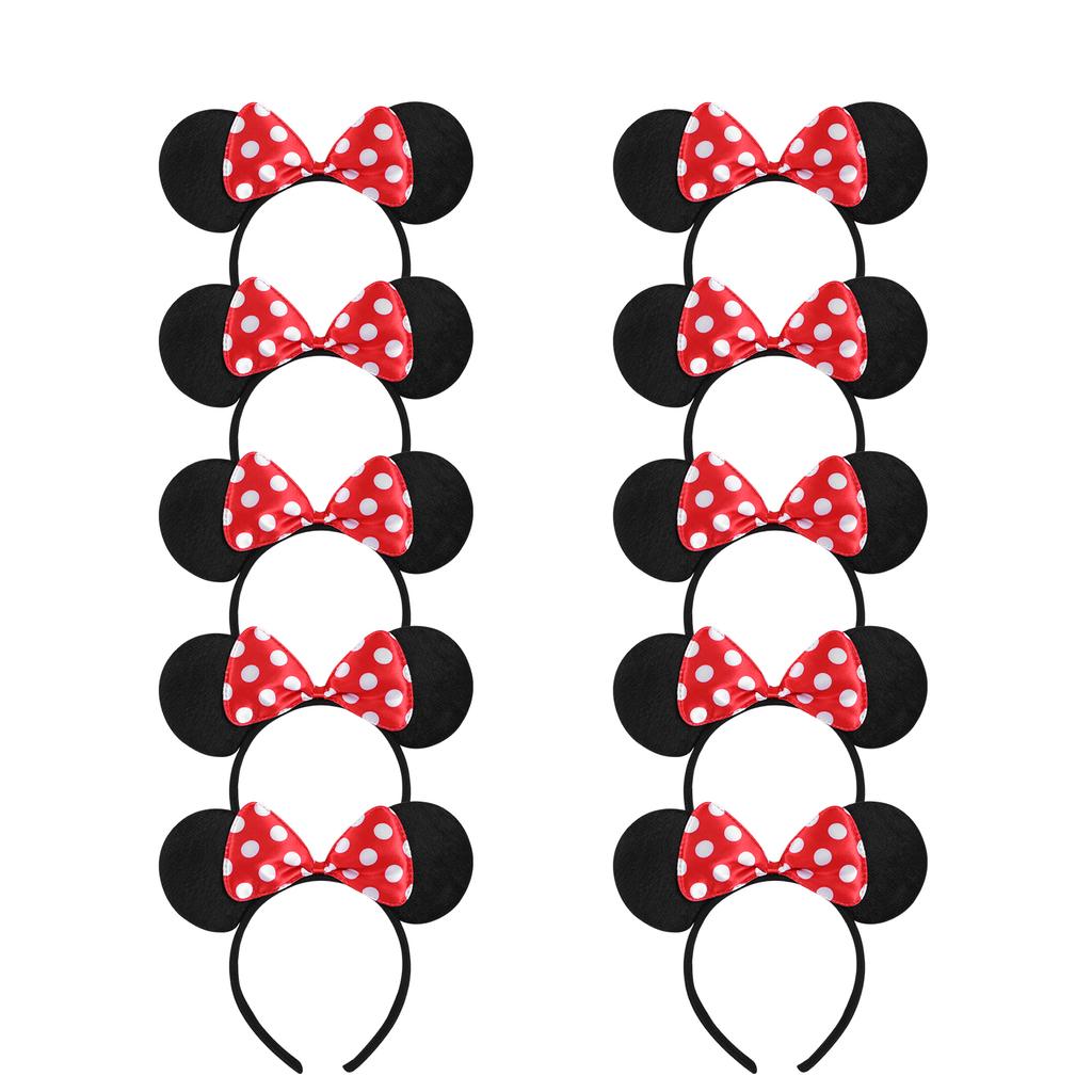 Mouse Ears Solid Bow Ears Headband for Birthday Party Supplies and Mouse Themed Costume Cosplay Decoration