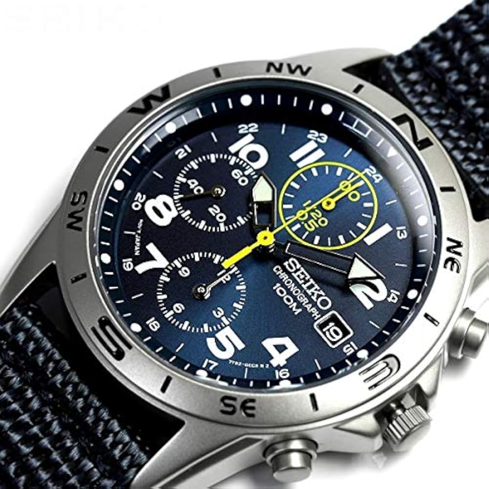 Navy Police Officer Self-Defense Public Servant SEIKO 100m Waterproof Chronograph Nylon Strap Wat...