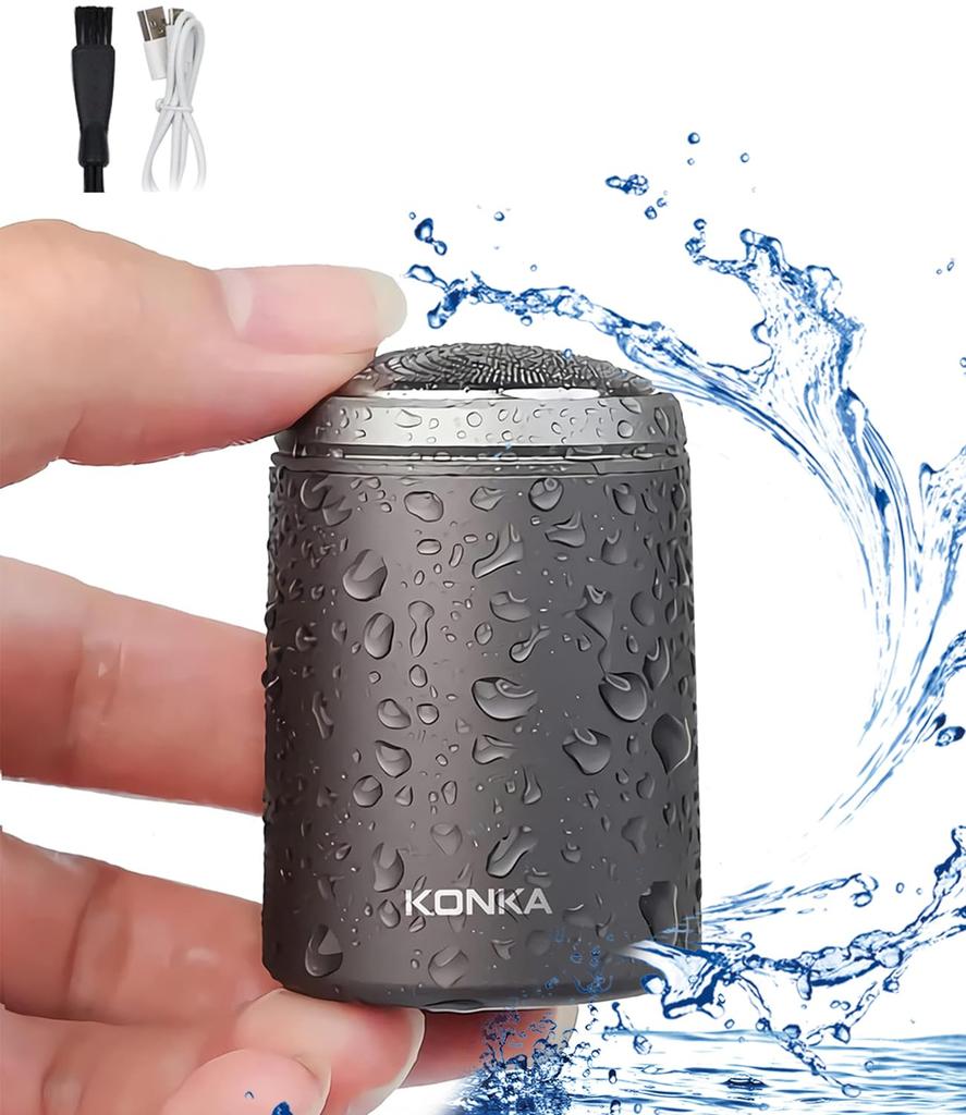 KONKA Electric Mini Rotary 3 Inner USB IPX6 Prevents Misuse and Perfect for or Keeping in the Car Ultra-Compact Shaver, Type, Blades, Cordless,