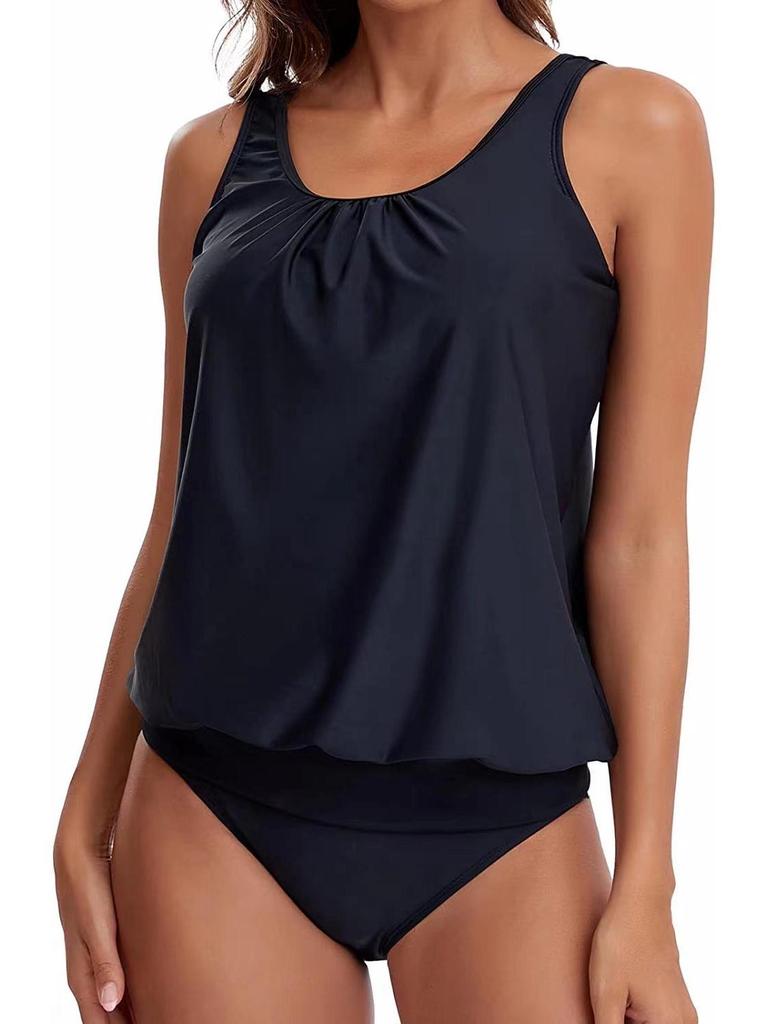2023 Stylish High-End Off-Shoulder Tankini: Sexy, Backless, Solid Color Swimwear