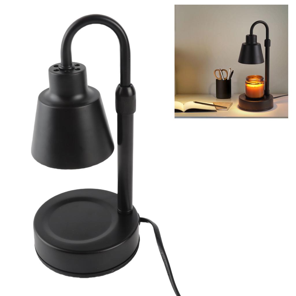 Candle Warmer Lamp Dimmable Timer Adjustable Height Retro Decorative Candle Wax Melting Light with 2 Bulbs EU Plug Black