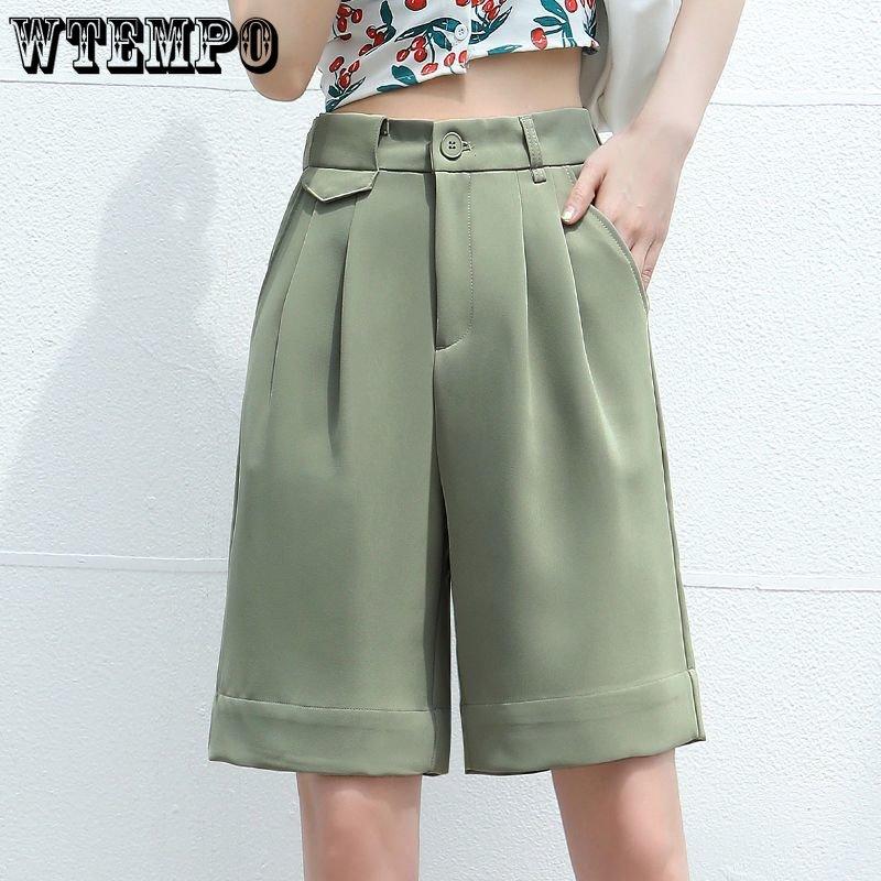 WTEMPO Summer Women's Short Trim Thin High Waist Shorts Loose Wide Leg Shorts Solid Color Thin Section Suit Shorts Casual Shorts