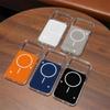 Orange Magnetic Phone Case for iPhone, Large Window Camera Protection, Clear Bumper Shockproof Cover