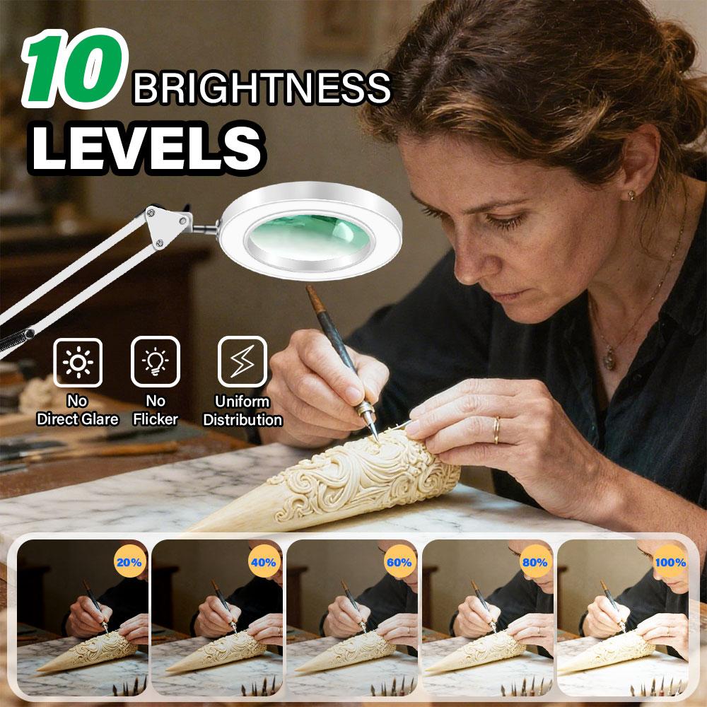 LED Vergrootglas Bureau Lamp 8X/10X Vergroting met 72LED 3-Kleuren Licht - USB-Powered voor Soldeer Reparatie en Huidverzorging Schoonheid