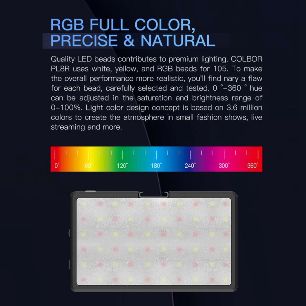 RGB Video Light 2700K 6500K Dimmable 37 Light Effects Photography Panel Lamp APP Control With Cold Shoe Port Support