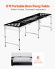 2.4 m Portable Beer Pong Table, Foldable Tailgate Table,Carrying Handles and 6 Pong Balls, Adjustable Height, Lightweight Table for Office, Tailgate