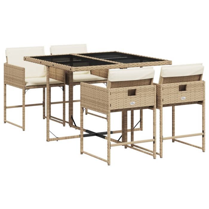 VidaXL Ensemble à Manger de Jardin avec Coussins 5 pcs, Table et Chaises à Dossier Rabattable, Meubles d'Extérieur Patio 3211258