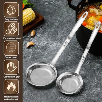 304 Edelstahl Schaumlöffel Fett Schaum Entferner Percolator Hot Pot Filter Feines Netz Frittiertes Essen Netzsieb
