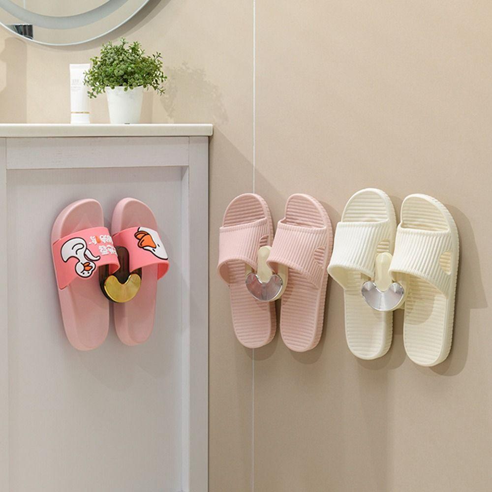2Pcs Wall Mounted Slippers Rack Strong Bearing Capacity Shoe Drying Rack Slipper Hook Toilet