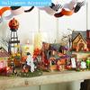 Halloween Village Accessories, Kiss of Death Figurines, Spooky Skeleton and Pumpkin Statue LED Lights Decorations Holiday Gifts