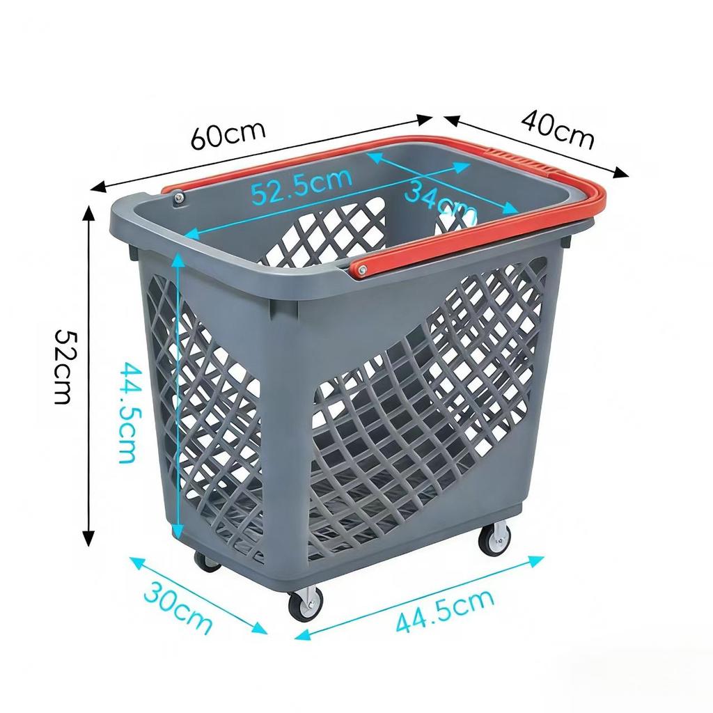 Thickened Plastic Shopping Basket with Wheels Handheld KTV Basket Convenience Store Caddy Vegetable Basket Pull Rod Basket