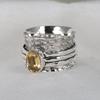 Citrine Ring, Meditation Spinner Ring, Silver Jewelry, Anxiety Healing Ring