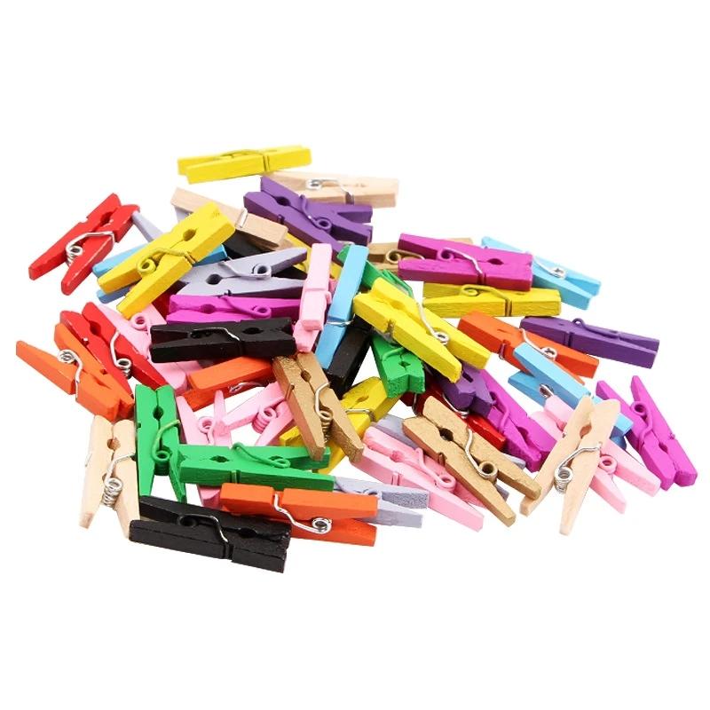 25pz Mini Clip Foto Legno Colorato Naturale Molletta Carta Memo Molletta Vestiti Legno Fai da Te Cancelleria Natale Festa di Matrimonio Decorazione Casa