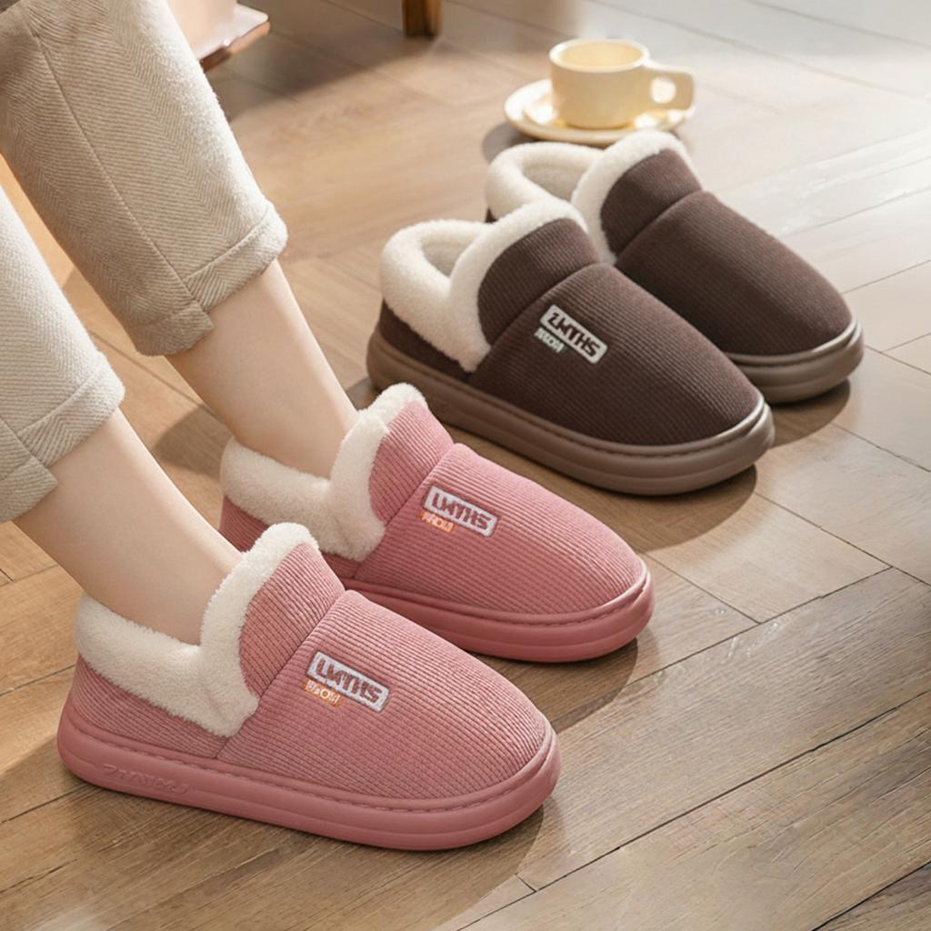 Fleece thermal cotton slippers home indoor thick bottom non-slip external wear middle-aged and elderly wear-resistant thick bottom cotton mop