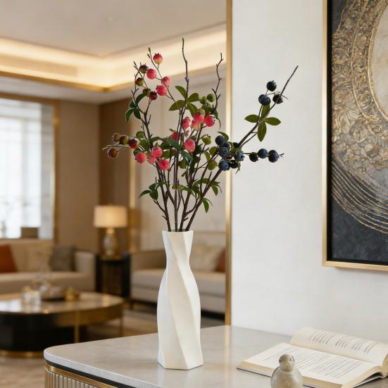 Künstliche Granatapfelbeeren Zweige Falsche Fruchtbeeren Picks mit Blättern für Heim-Blumenarrangements