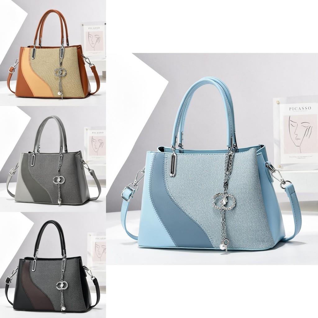 Modische Damen-Umhängetasche Stilvolles Farbblock-Design Mittlere Größe PU-Handtasche