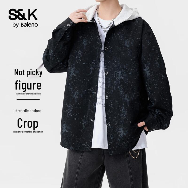 Baleno S&K Men s Splatter Print Hooded Shirt 3XL