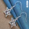 Pendientes de plata de ley 925 con circonitas AAA en forma de estrella, joyería de boda de moda.
