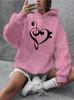 Autumn Winter Women Hoodie Musical Note Heart Printed Casual Pullover Soft Four Seasons Comfortable Pattern Minimalist Loose Top
