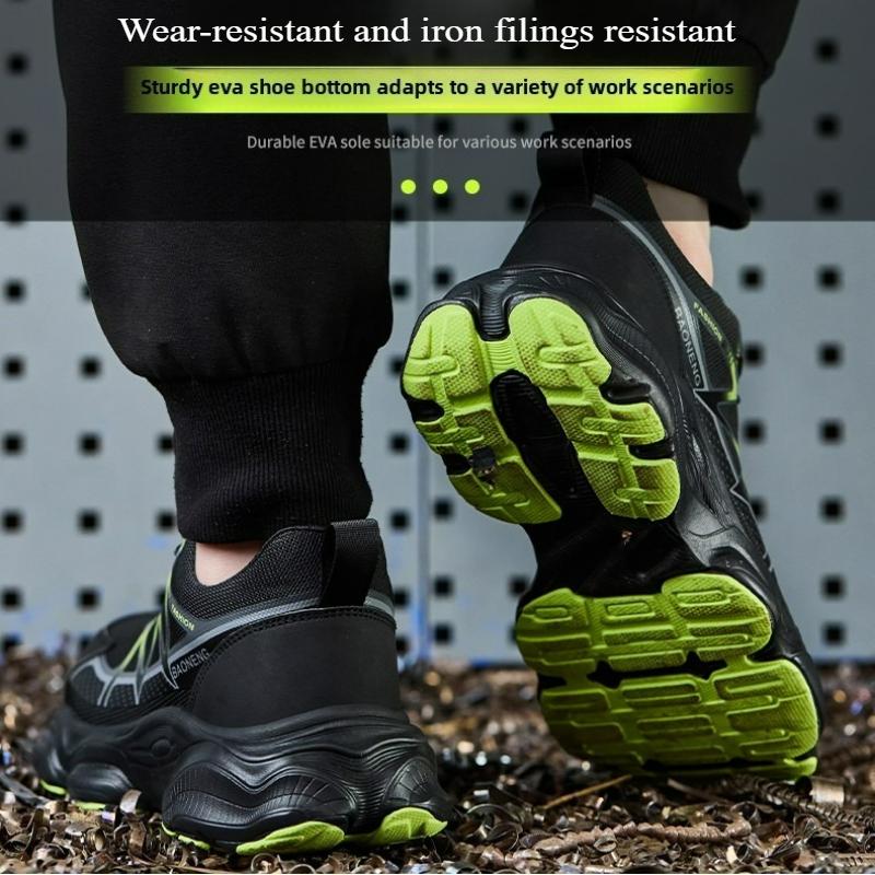 Fashion Men's Safety Shoes Work Boots Anti Smash Anti Puncture Steel Toe Shoes Protective Men Boots Rotating Button Indestructible Shoes