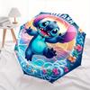 Stitch,Ohana Themed folding umbrella, the best choice for gift giving, 8 ribs, casual, durable, lightweight and portable travel umbrella, su