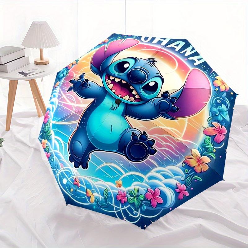 Stitch,Ohana Themed folding umbrella, the best choice for gift giving, 8 ribs, casual, durable, lightweight and portable travel umbrella, su