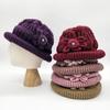 Winter Grandma Middle-Aged Floral Point Knit Beanie Hat