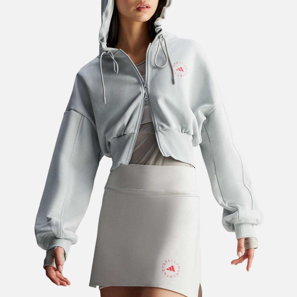 Adidas Sportswear Cropped Hoodie Women Hoodies Light-Cyan Gray JD7712
