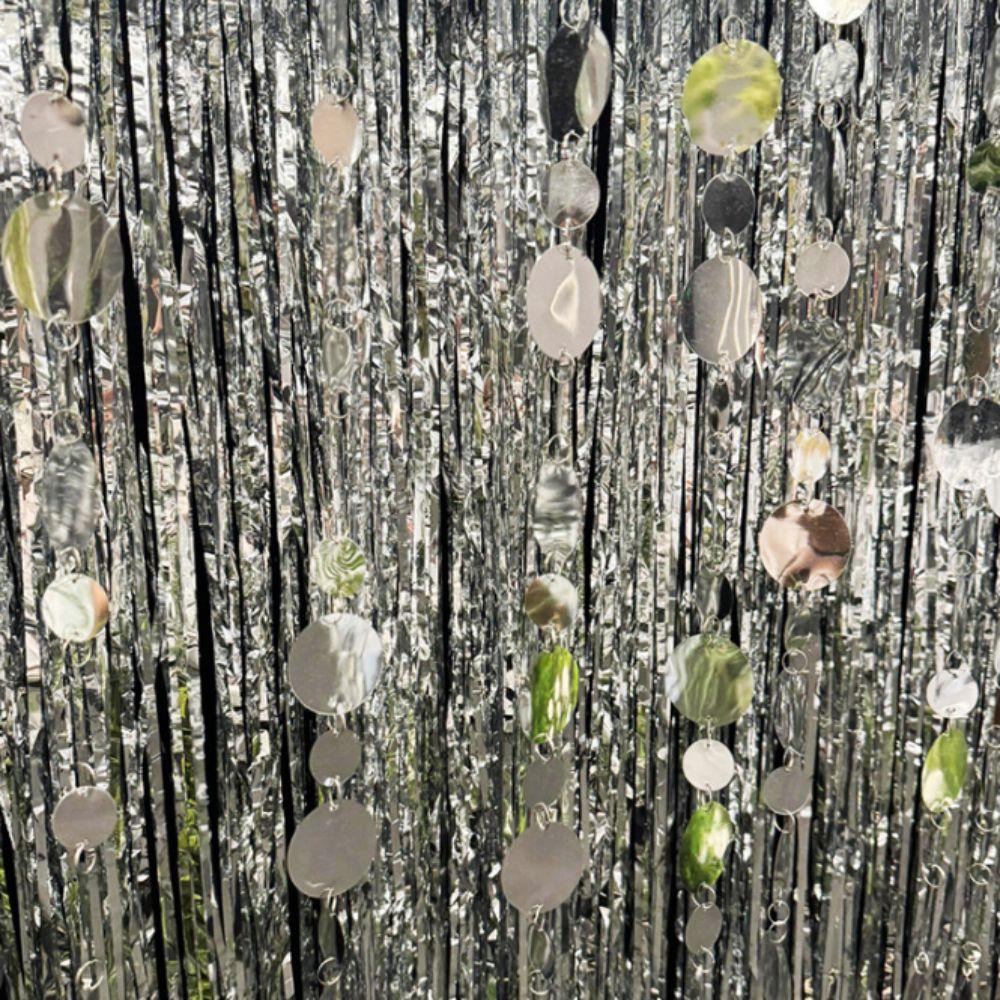 10PCS Gold Silver Sequins Hanging Foil Curtains PVC Round Sequin Rain Curtain Festive Supplies