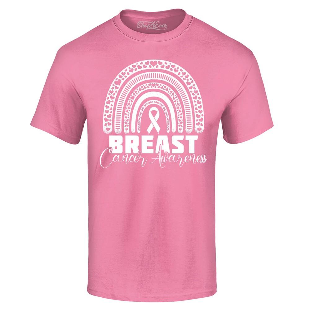 Breast Cancer Awareness Rainbow White T-shirt Breast Cancer Shirts
