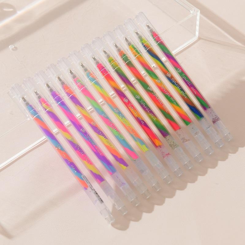 Christmas Color Fluorescent Neutral Pen Student Marking Hand Account Drawing Greeting Card Festival Atmosphere Spiral Pen 1.2mm