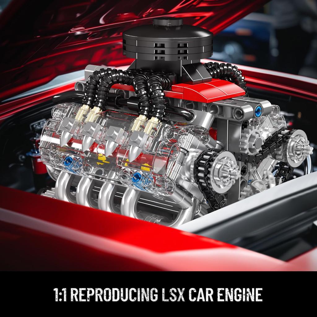 Mould King 10171 MOC Technic LSX454 (V8) 8-Cylinder Inline Gasoline Engine Building Kit with Motor and Box (Over 487 Results)
