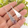 Purple Cat's Eye Gemstone Jewelry, 925 Solid Sterling Silver Jewelry, Handmade Gorgeous Silver Earrings, For Wedding Gift