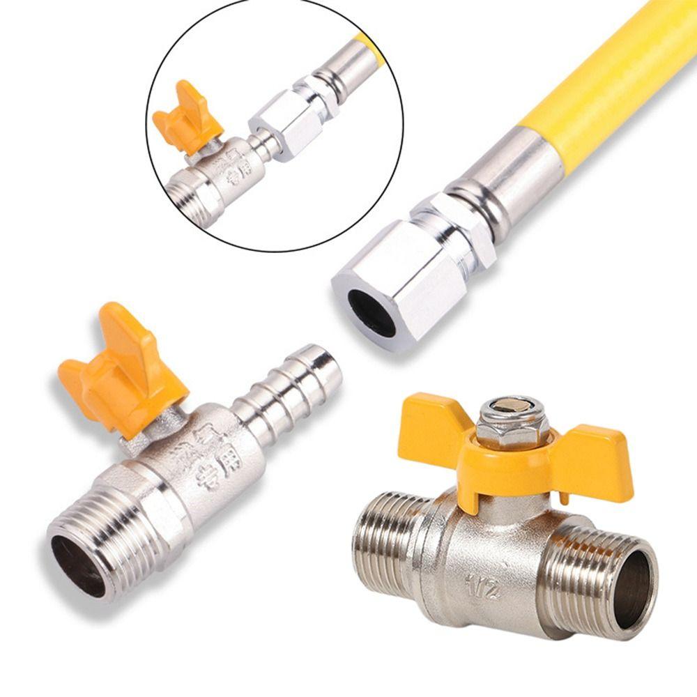 New Brass Faucet Diverter Valve 1/2" Hose Barb Anti-leak Gas Switch ball valve Adapter Shower Diverter Valve Faucet