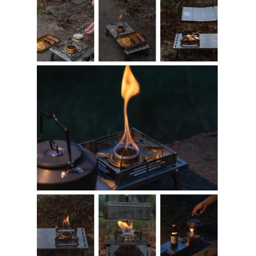 CAMPING MOON Alcohol Burner Multi-Cross Trivet Stainless Steel Trivet Cross Trivet Alcohol Burner Compact AS-ST