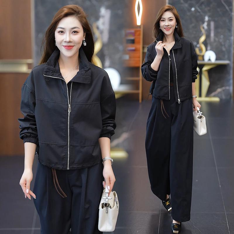 

Trendy Women s Spring 2026 Slimming Stand Collar Jacket M [Weight 80-110 lbs] чёрный