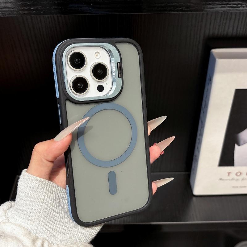 Luxury Magnetic Transparent Lens Protector Holder Case For iPhone 16 15 14 Plus 13 12 11 Pro Max Magsafe Wireless Charge Cover