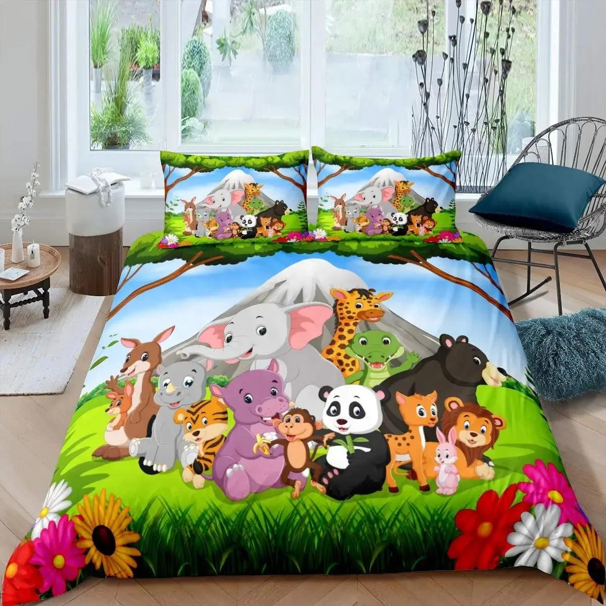 

Elephant Duvet Cover Set For Girl Lovely Cartoon Animals Elephant With Butterfly And Bird Bedding Set Comforter Cover Queen Size 70x133cm