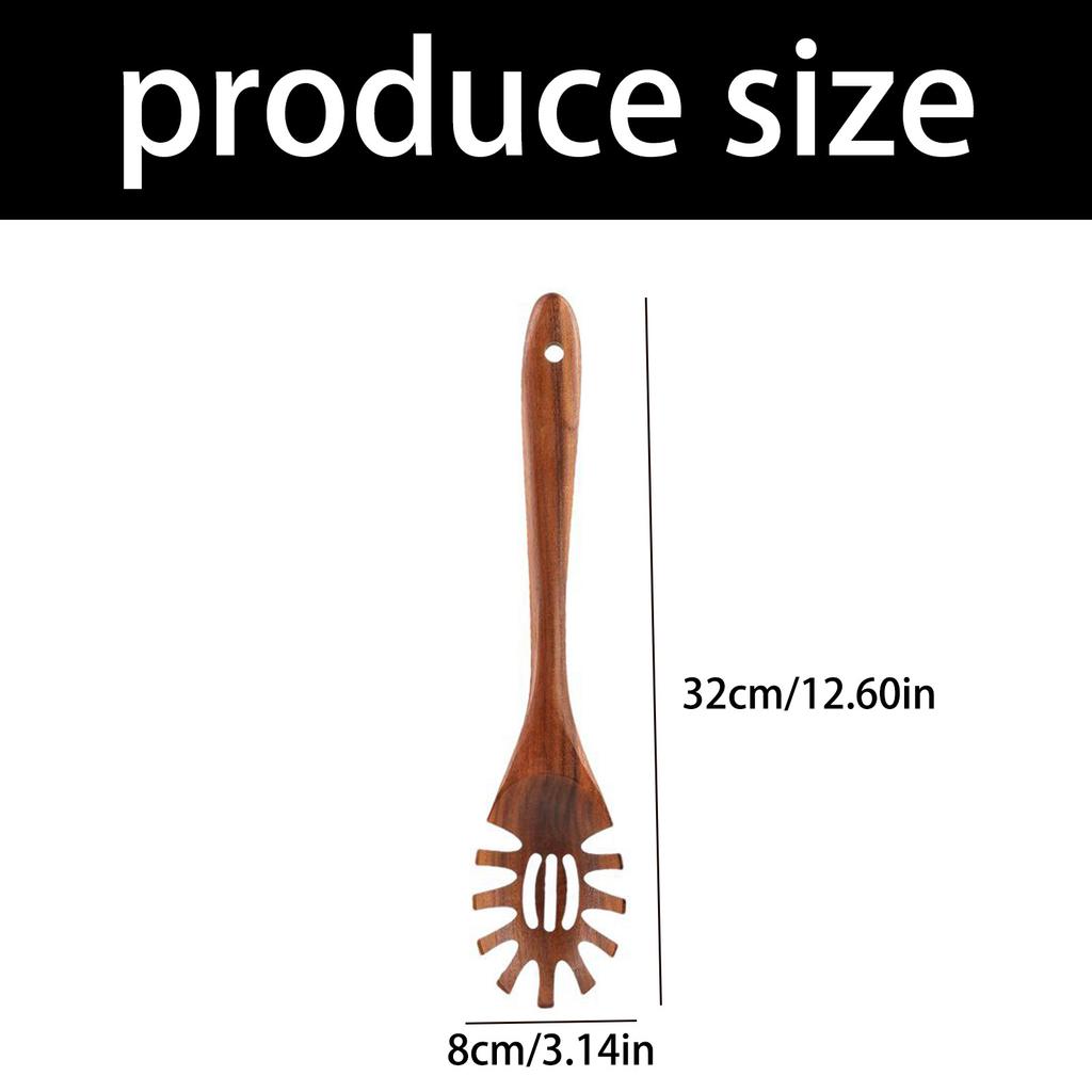 Ergonomischer Griff Kochlöffel Holz 30cm Länge Antihaft Spaghetti Gabel Zange für Hausköche und Professionelle Nutzung